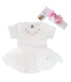 لباس مجلسی نوزادی بادی آستین کوتاه لیدولند رنگ سفید Lidoland