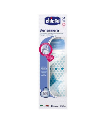 شیشه شیر پسرانه چیکو Well being  سیلیکان 250 میل Chicco - 1