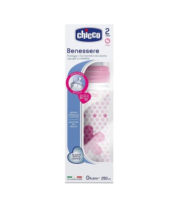 شیشه شیر دخترانه چیکو Wellbeing سیلیکان 250 میل Chicco - 1