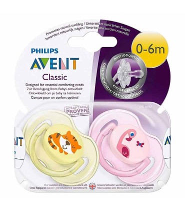 پستانک دوتایی 0 تا 6 ماه مدلفلامینگو و ببر فیلیپس اونت Philips Avent