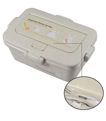 ظرف غذا کودک طرح خرگوش با قاشق و چنگال Lunch Box