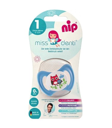 پستانک ارتودنسی سایز 1 miss denti طرح جغد نیپ Nip