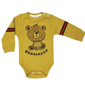 لباس زیردکمه دار آستین بلند نوزاد به آوران طرح خرس Behavaran
