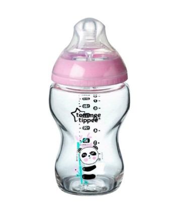 شیشه شیر 250 میل پیرکس تامی تیپ پاندا صورتی Tommee Tippee