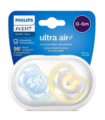 پستانک الترا ایر اونت 0 تا 6 ماه مدل شیر و فیل Philips Avent