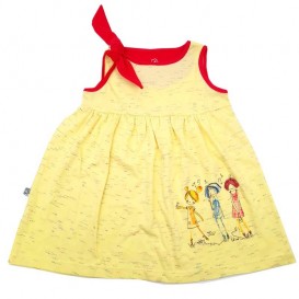 لباس نوزاد سارافون دخترانه لیدولند لیمویی لبه قرمز Lidoland