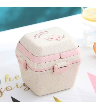 ظرف غذا بامبو 2 طبقه کودک با قاشق Lunch Box