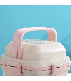 ظرف غذا بامبو 2 طبقه کودک با قاشق Lunch Box