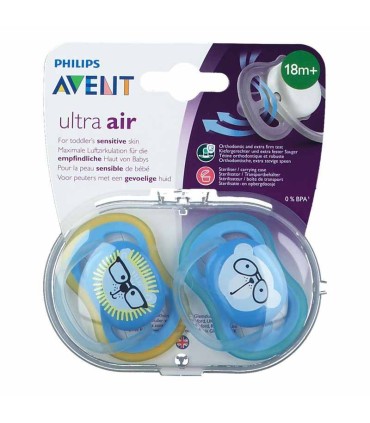 پستانک الترا ایر دو عددی اونت +18ماه مدل شیر و خرس آبی  Philips Avent