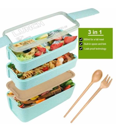 ظرف غذا 3 طبقه با قاشق و چنگال 900 میل  yakada Lunch Box