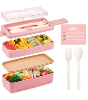 ست غذا خوری 2 طبقه با قاشق و چنگال 750 میل Lunch Box