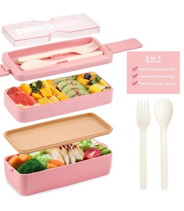 ست غذا خوری 2 طبقه با قاشق و چنگال 750 میل Lunch Box