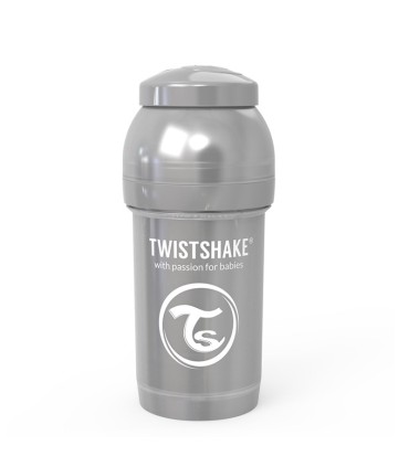 شیشه شیر آنتی کولیک تویست شیک 180 میل طوسی صدفی Twistshake