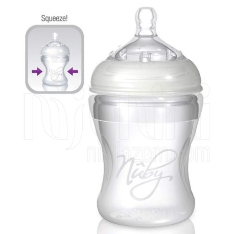 خريد اينترنتي سيسموني نوزاد شیشه شیر طلقی 210 میل نابی Nuby - 1 نوزادی، نی نی لازم فروشگاه اینترنتی سیسمونی