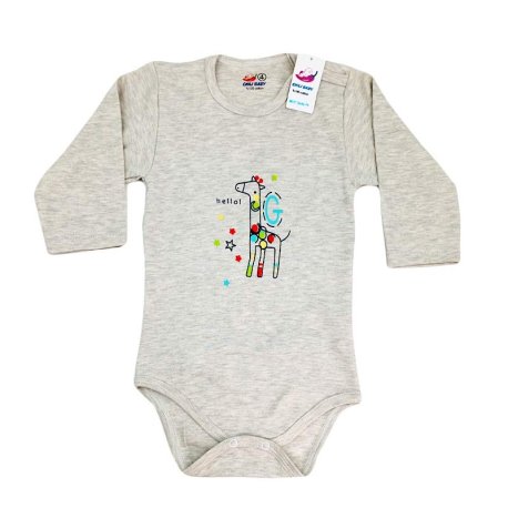 ست 3تکه لباس نوزادی بادی آستین بلند و شلوار زرافه ملانژ chili baby
