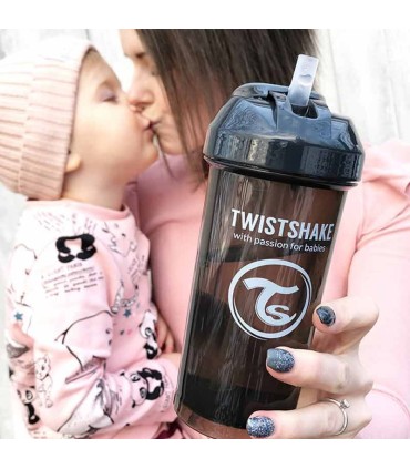 لیوان آبمیوه خوری نی دار 360 میل تویست شیک مشکی Twistshake