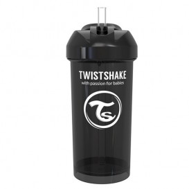 لیوان آبمیوه خوری نی دار 360 میل تویست شیک مشکی Twistshake