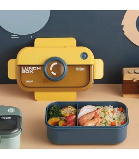 ظرف غذاخوری لانچ باکس قاشق دار 1100 میل طرح دوربین