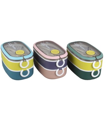 ظرف غذا خوری 2 طبقه لانچ باکس با قاشق و چنگال LUNCH BOX