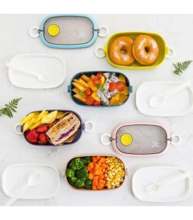 ظرف غذا خوری 2 طبقه لانچ باکس با قاشق و چنگال LUNCH BOX