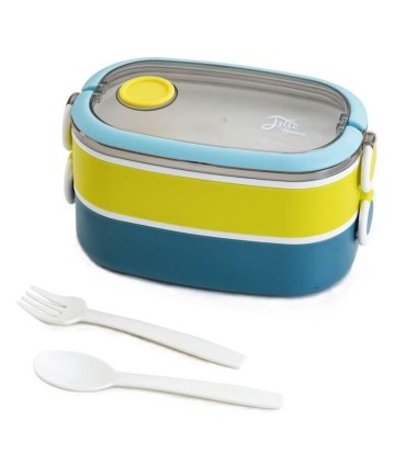 ظرف غذا خوری 2 طبقه لانچ باکس با قاشق و چنگال LUNCH BOX