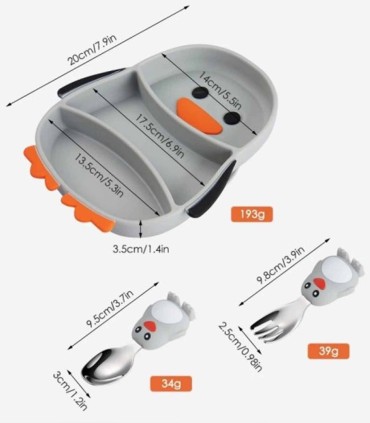 ست ظرف تمام سیلیکونی کودک طرح پنگوئن - غذاخوری نوزاد