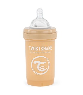 شیشه شیر نوزاد تویست شیک طلقی 260 میل پاستل کرم Twistshake