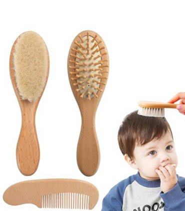 ست شانه و برس چوبی نوزاد Himom