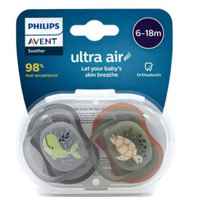 پستانک الترا ایر اونت 6-18 ماه طرح نهنگ و لاک پشت Philips Avent