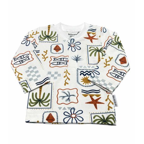 بلوز آستین بلند نوزادی به آوران طرح هاوایی