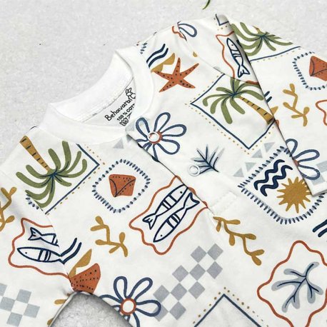 بلوز آستین بلند نوزادی به آوران طرح هاوایی