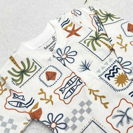 بادی آستین بلند نوزادی طرح هاوایی به آوران