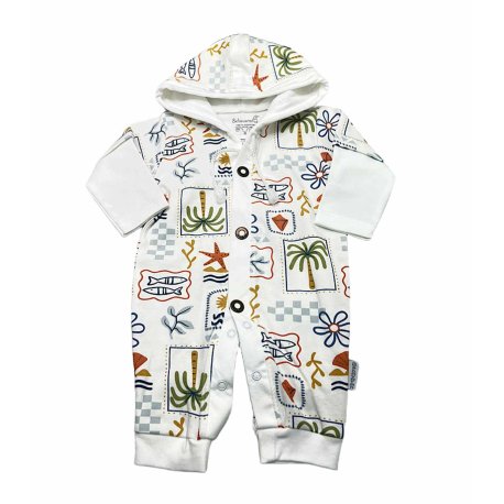 سرهمی کلاهدار نوزادی به آوران طرح هاوایی