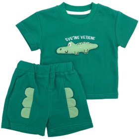 ست تیشرت و شلوارک طرح تمساح سبز بچگانه SNE7EN