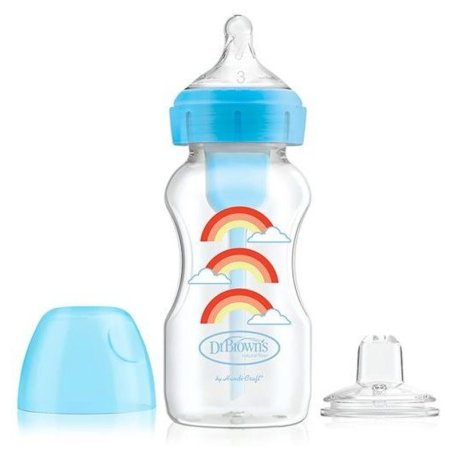 شیشه شیر دوکاره پهن 270 میل آپشن پلاس صورتی و آبی دکتر براون Dr Browns