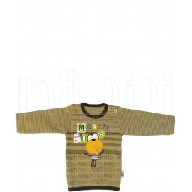 زیرپوش آستین بلند زیتونی پسرانه طرح میمون تاپ لاین Topline - 1
