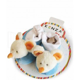 پاپوش کودک موش سفید آبی  کنزا Kenza - 1