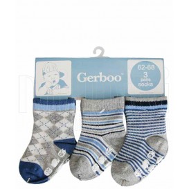 جوراب نوزادی سه جفتی استپ دار توسی آبی گربو Gerboo - 1