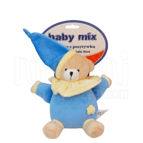 خريد اينترنتي سيسموني نوزاد عروسک نخکش موزیکال خرس آبی پوش بی بی میکس Baby Mix - 1 نوزادی، نی نی لازم فروشگاه اینترنتی سیسمونی