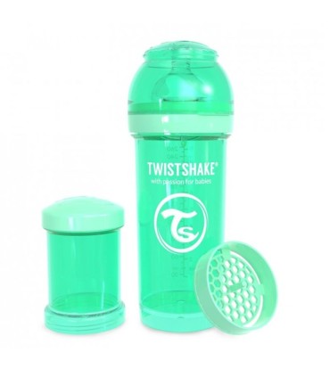 شیشه شیر ضدنفخ نوزادی توییست شیک 260 میل سبز Twistshake